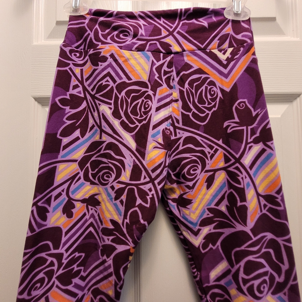 Purple Floral Kids Leggings